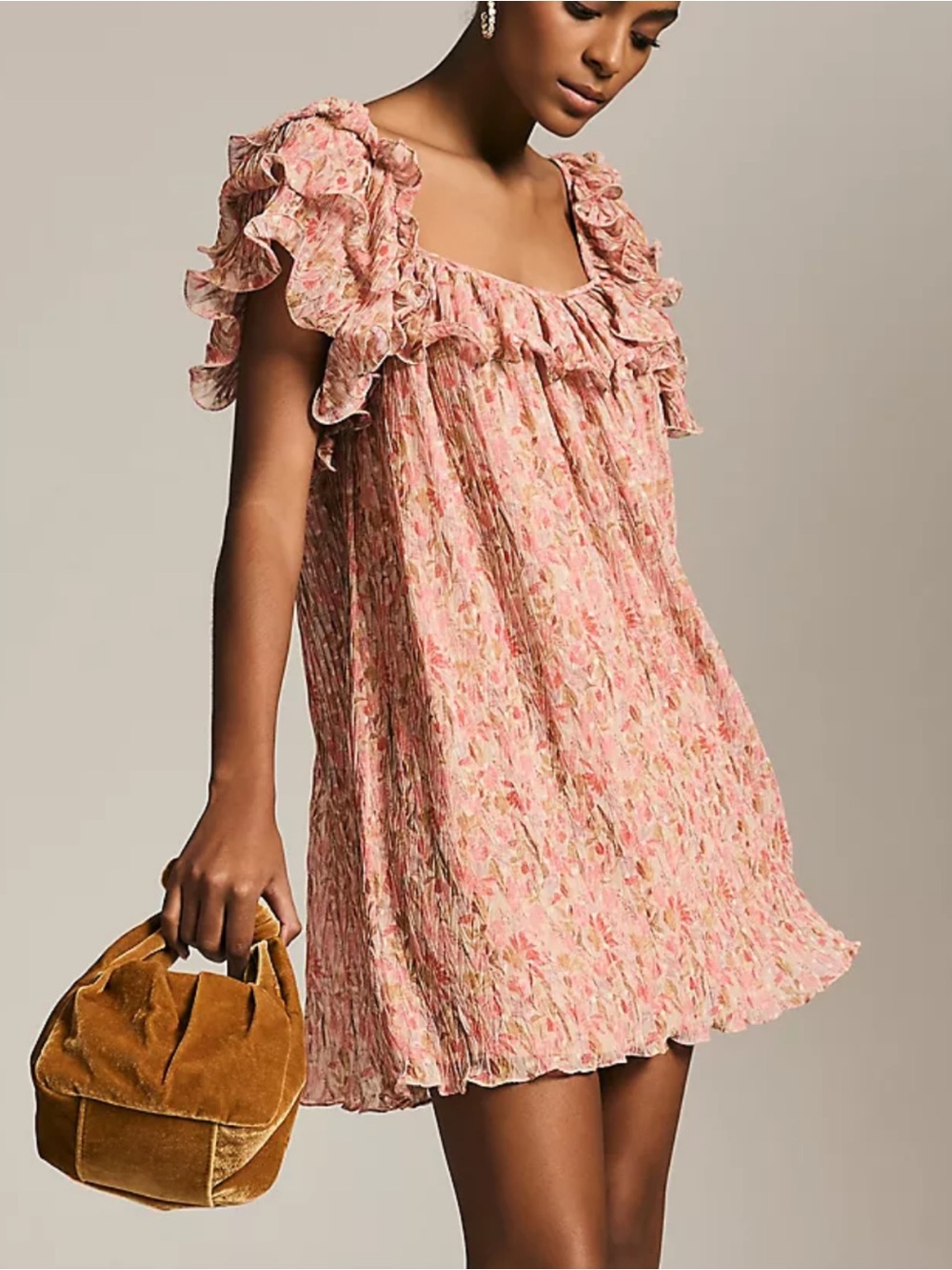 Anthropologie Let Me Be Ruffled Square-Neck Dress